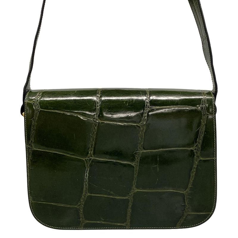 Celine Shoulder Bag - Dark Green Shape Stamped Leather