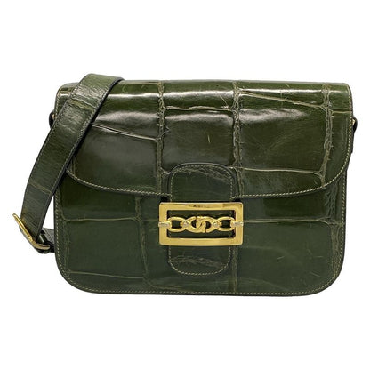 Celine Shoulder Bag - Dark Green Shape Stamped Leather