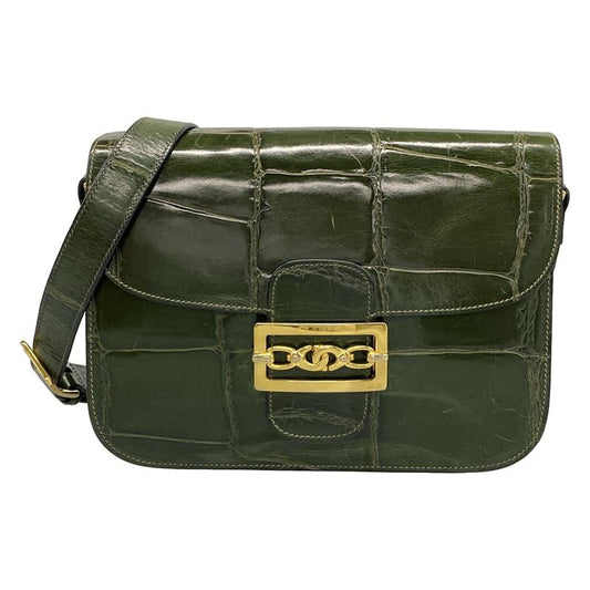 Celine Shoulder Bag - Dark Green Shape Stamped Leather