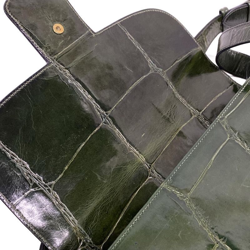 Celine Shoulder Bag - Dark Green Shape Stamped Leather