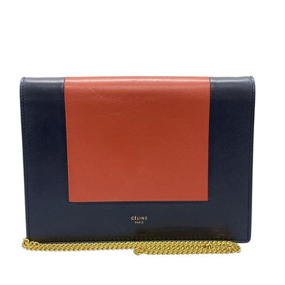 Celine Wallet Flamed Evening Clutch 107773ao4.07dc Dark Navy And Red Brown