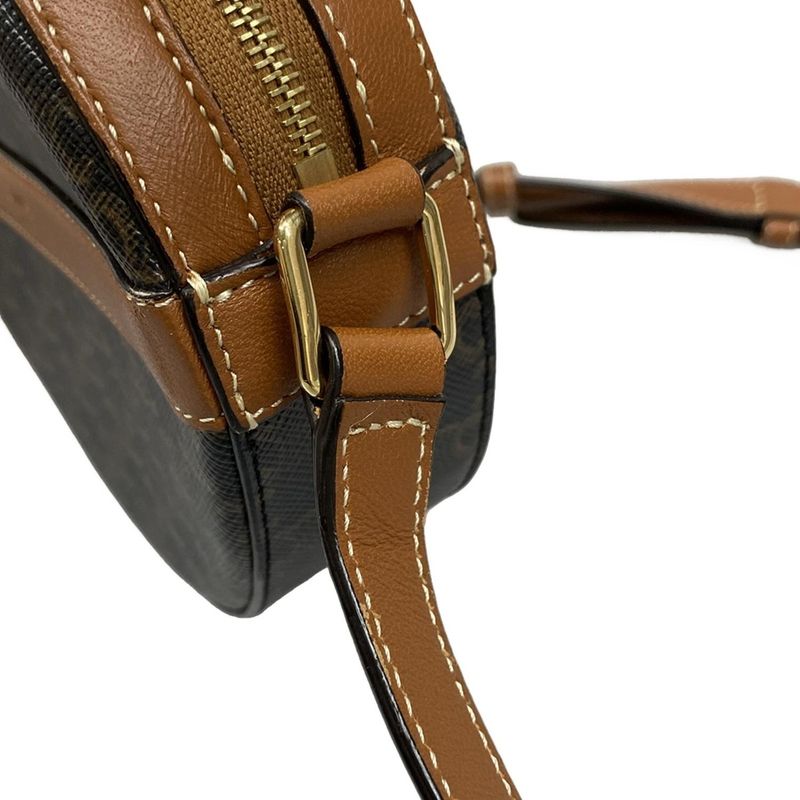 Celine Shoulder Bag Triomphe Canvas Black And Dark Brown And Brown Mini Bag