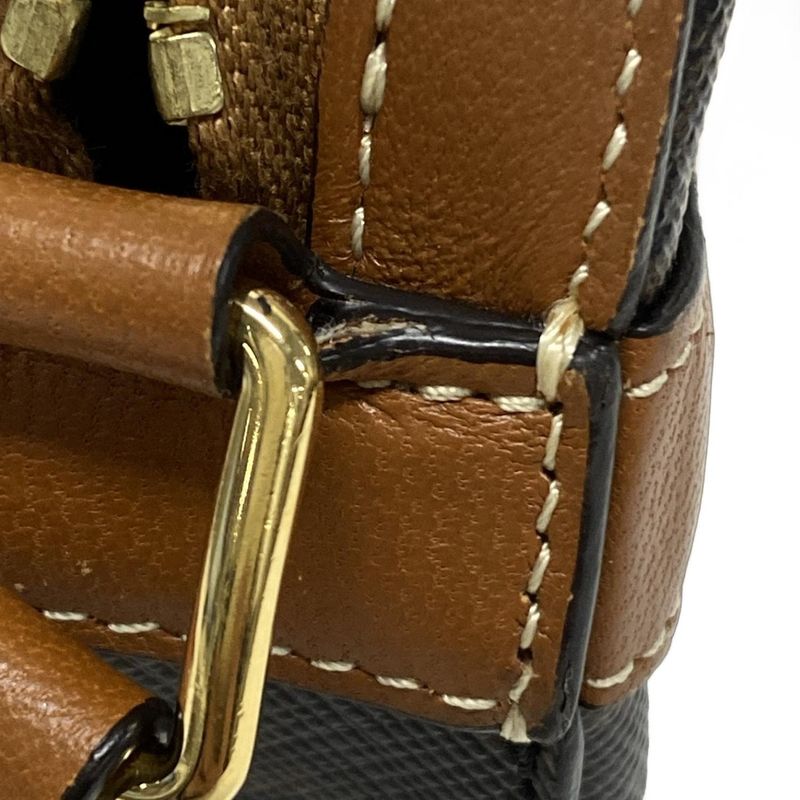 Celine Shoulder Bag Triomphe Canvas Black And Dark Brown And Brown Mini Bag