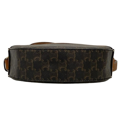 Celine Shoulder Bag Triomphe Canvas Black And Dark Brown And Brown Mini Bag