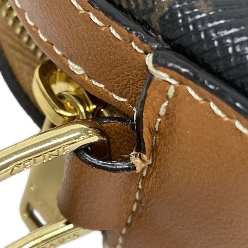 Celine Shoulder Bag Triomphe Canvas Black And Dark Brown And Brown Mini Bag