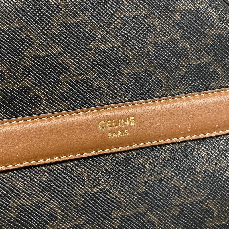 Celine Shoulder Bag Triomphe Canvas Black And Dark Brown And Brown Mini Bag