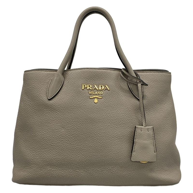 Prada Tote Bag - 1ba579 Grey Beige Leather