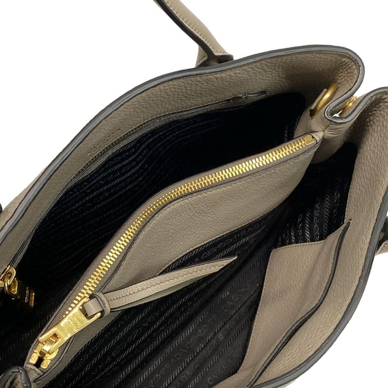 Prada Tote Bag - 1ba579 Grey Beige Leather