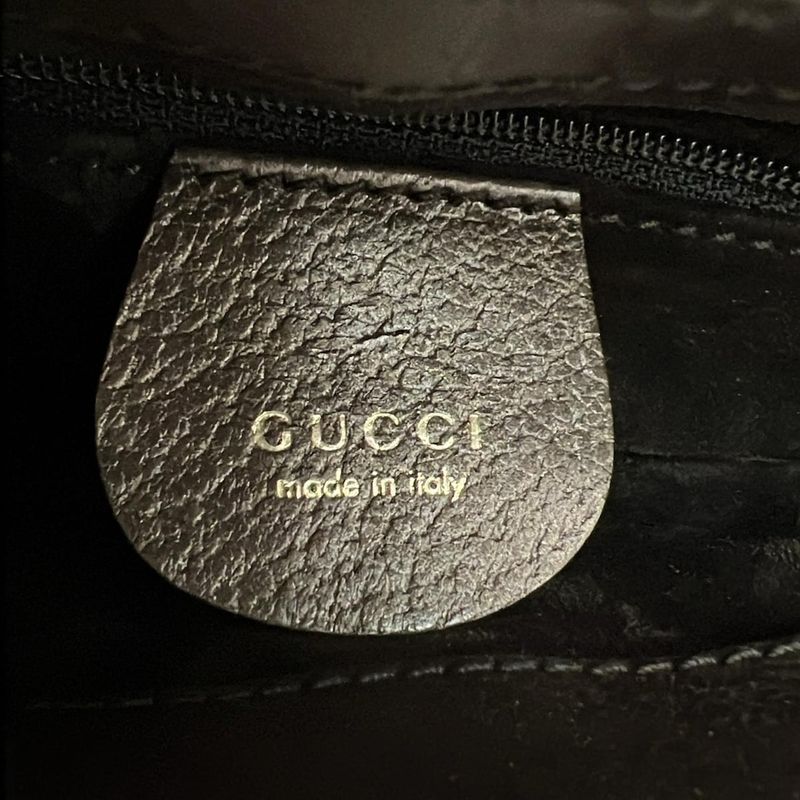 Gucci Handbag Bamboo 0011118 Dark Brown Leather