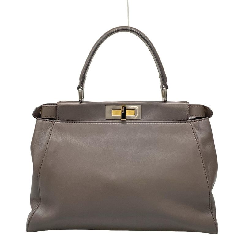 Fendi Handbag Peekaboo Iconic Medium 8bn226 Dark Brown Leather