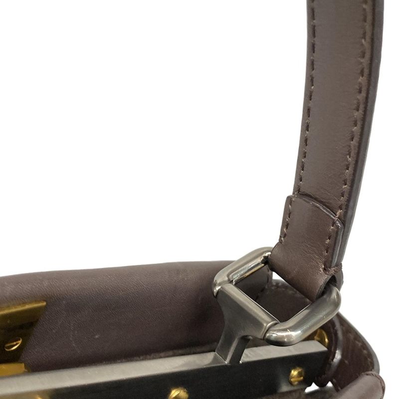 Fendi Handbag Peekaboo Iconic Medium 8bn226 Dark Brown Leather