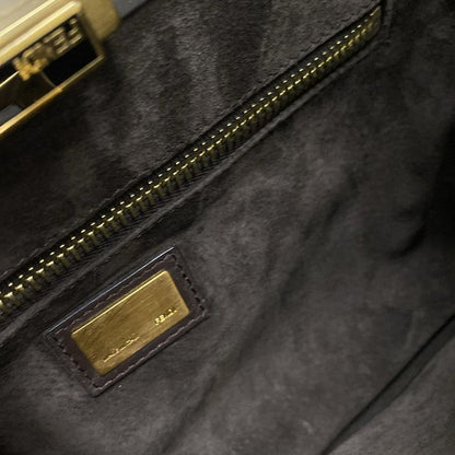 Fendi Handbag Peekaboo Iconic Medium 8bn226 Dark Brown Leather