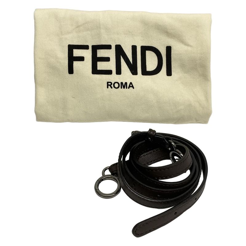 Fendi Handbag Peekaboo Iconic Medium 8bn226 Dark Brown Leather