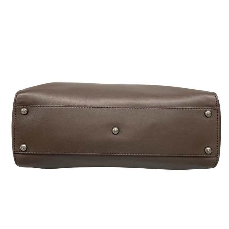 Fendi Handbag Peekaboo Iconic Medium 8bn226 Dark Brown Leather