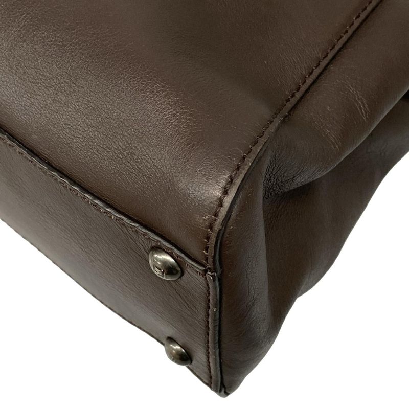 Fendi Handbag Peekaboo Iconic Medium 8bn226 Dark Brown Leather