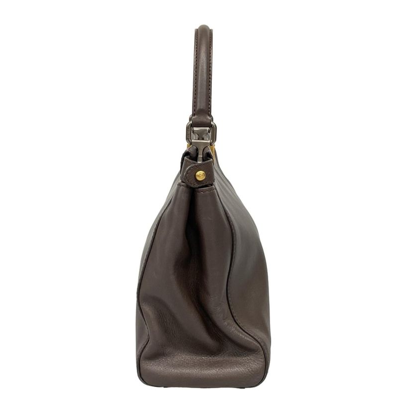 Fendi Handbag Peekaboo Iconic Medium 8bn226 Dark Brown Leather