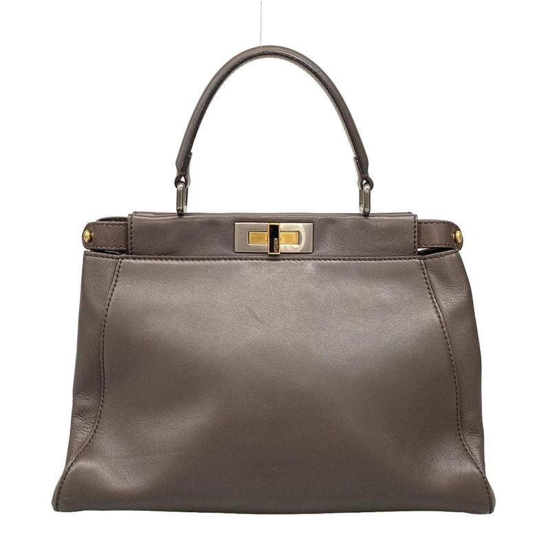 Fendi Handbag Peekaboo Iconic Medium 8bn226 Dark Brown Leather