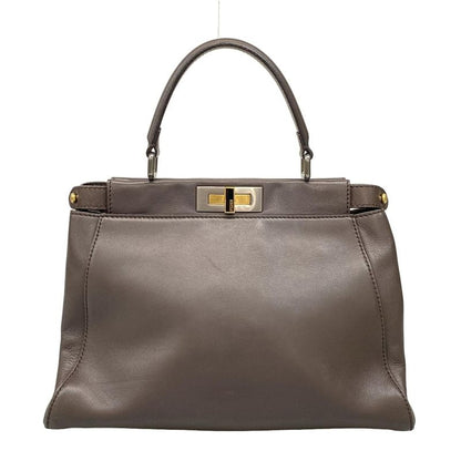 Fendi Handbag Peekaboo Iconic Medium 8bn226 Dark Brown Leather