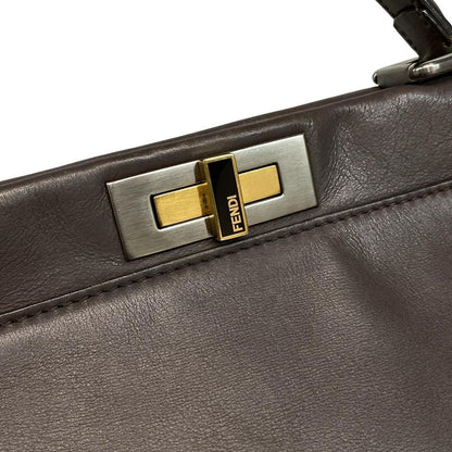 Fendi Handbag Peekaboo Iconic Medium 8bn226 Dark Brown Leather