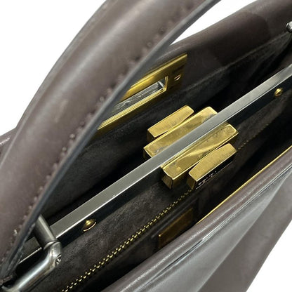 Fendi Handbag Peekaboo Iconic Medium 8bn226 Dark Brown Leather