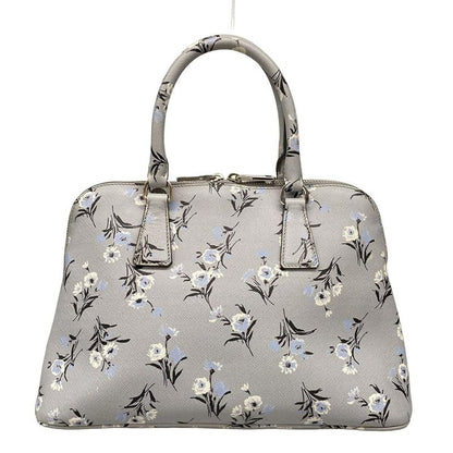 Prada Handbag - Bl837p Grey X Black X Multi Floral Leather