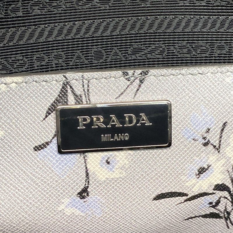 Prada Handbag - Bl837p Grey X Black X Multi Floral Leather