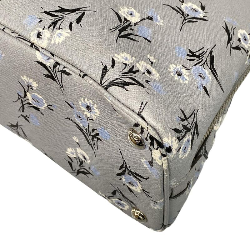 Prada Handbag - Bl837p Grey X Black X Multi Floral Leather