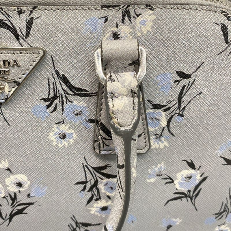 Prada Handbag - Bl837p Grey X Black X Multi Floral Leather