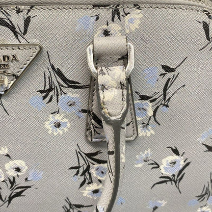 Prada Handbag - Bl837p Grey X Black X Multi Floral Leather