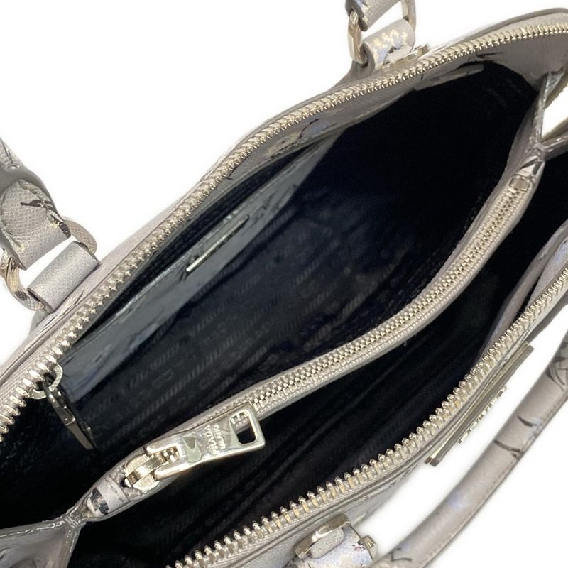 Prada Handbag - Bl837p Grey X Black X Multi Floral Leather