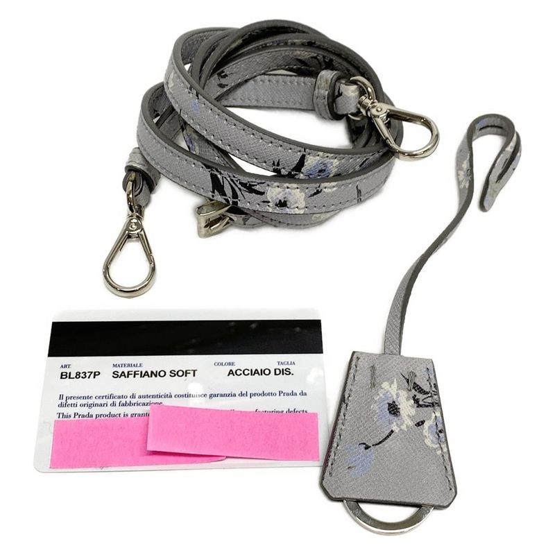 Prada Handbag - Bl837p Grey X Black X Multi Floral Leather