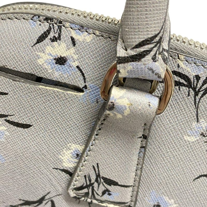 Prada Handbag - Bl837p Grey X Black X Multi Floral Leather