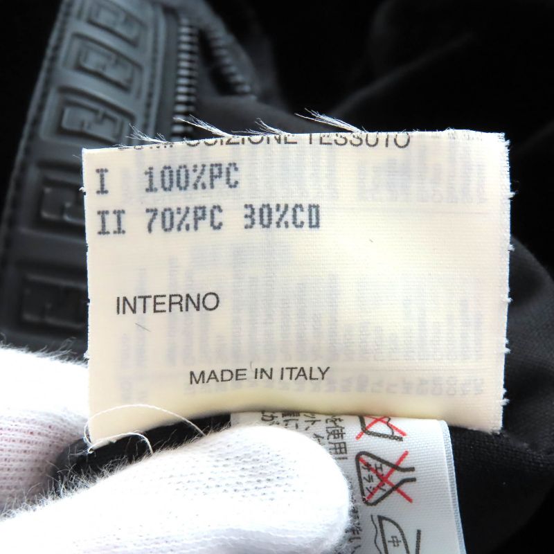 Fendi FF Logo Trim Boa Hooded Reversible Zip Up Long Coat Black 42 Made In