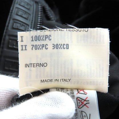 Fendi FF Logo Trim Boa Hooded Reversible Zip Up Long Coat Black 42 Made In