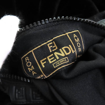 Fendi FF Logo Trim Boa Hooded Reversible Zip Up Long Coat Black 42 Made In