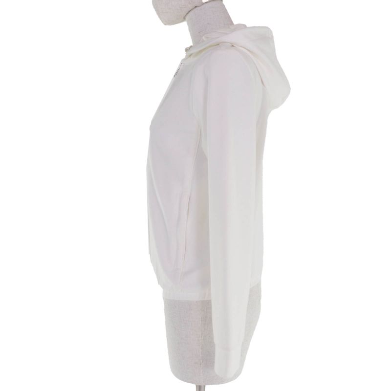 Prada 138470 Cotton Logo Patch Hooded Zip Up Long Sleeve Hoodie Blouson White