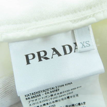 Prada 138470 Cotton Logo Patch Hooded Zip Up Long Sleeve Hoodie Blouson White