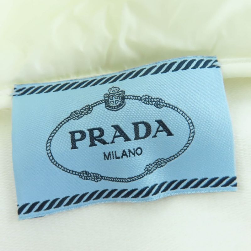 Prada 138470 Cotton Logo Patch Hooded Zip Up Long Sleeve Hoodie Blouson White