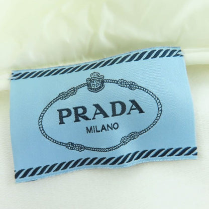 Prada 138470 Cotton Logo Patch Hooded Zip Up Long Sleeve Hoodie Blouson White