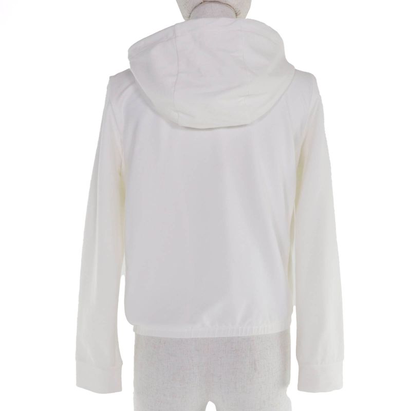 Prada 138470 Cotton Logo Patch Hooded Zip Up Long Sleeve Hoodie Blouson White