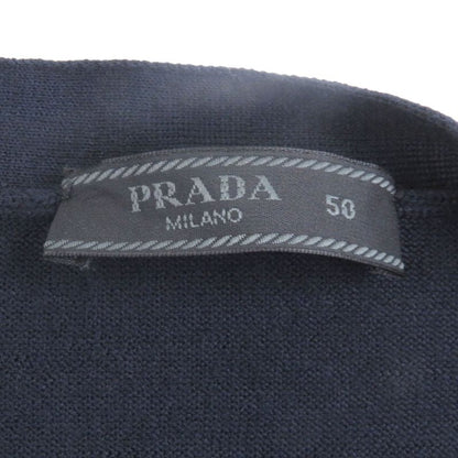 □prada 2024 100% Virgin Wool Light Hand Long Sleeve Knit Cardigan Navy 50