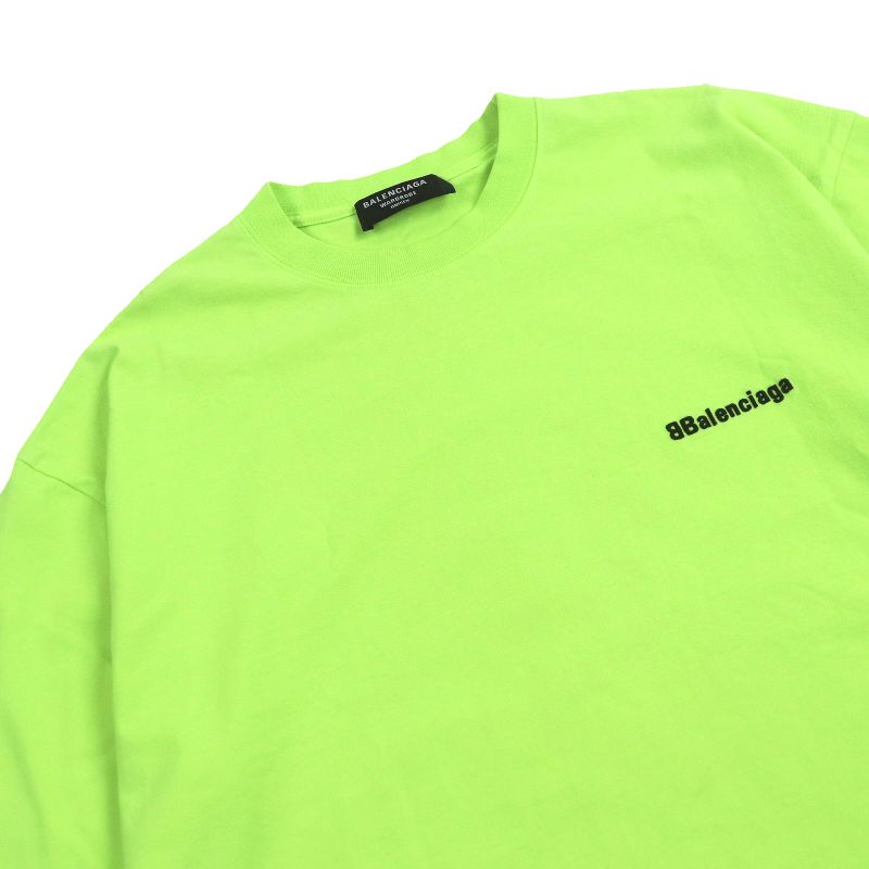 □balenciaga 2021 612966 Wardrobe BB Logo Embroidery Short Sleeve T-shirt Neon