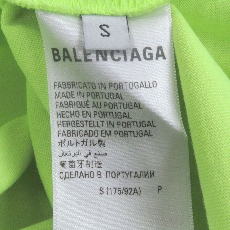 □balenciaga 2021 612966 Wardrobe BB Logo Embroidery Short Sleeve T-shirt Neon