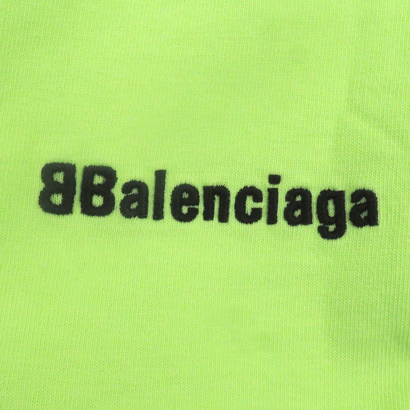 □balenciaga 2021 612966 Wardrobe BB Logo Embroidery Short Sleeve T-shirt Neon