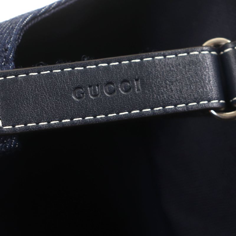 ▼gucci 812838 Logo Print GG Pattern Denim Hat Indigo L 59cm (23.23in) Made In