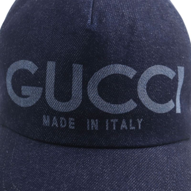 ▼gucci 812838 Logo Print GG Pattern Denim Hat Indigo L 59cm (23.23in) Made In