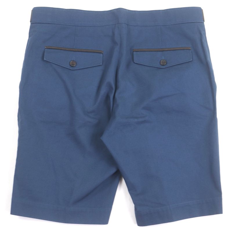 Hermes 100% Cotton Part Lamb Leather Shorts Blue XS Made In Italy Authentic