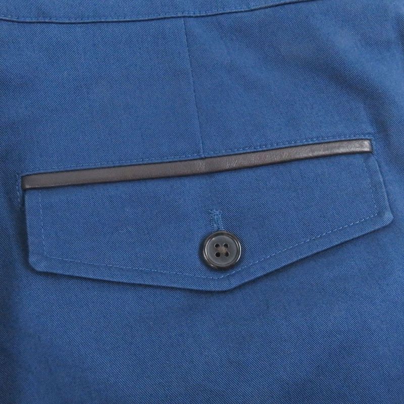 Hermes 100% Cotton Part Lamb Leather Shorts Blue XS Made In Italy Authentic