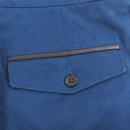 Hermes 100% Cotton Part Lamb Leather Shorts Blue XS Made In Italy Authentic