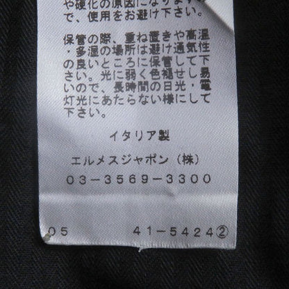 Hermes 100% Cotton Part Lamb Leather Shorts Blue XS Made In Italy Authentic